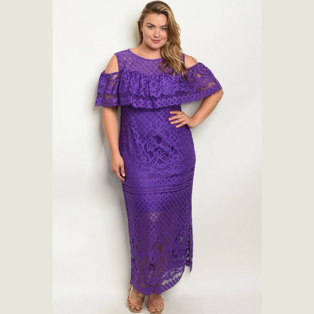 Plus Size Curvy (1X,2X,3X) Purple Cocktail Dress